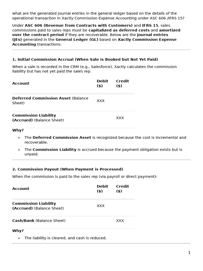 Xactly Commission Accounting under ASC 606 | PDF | Debits And Credits ...