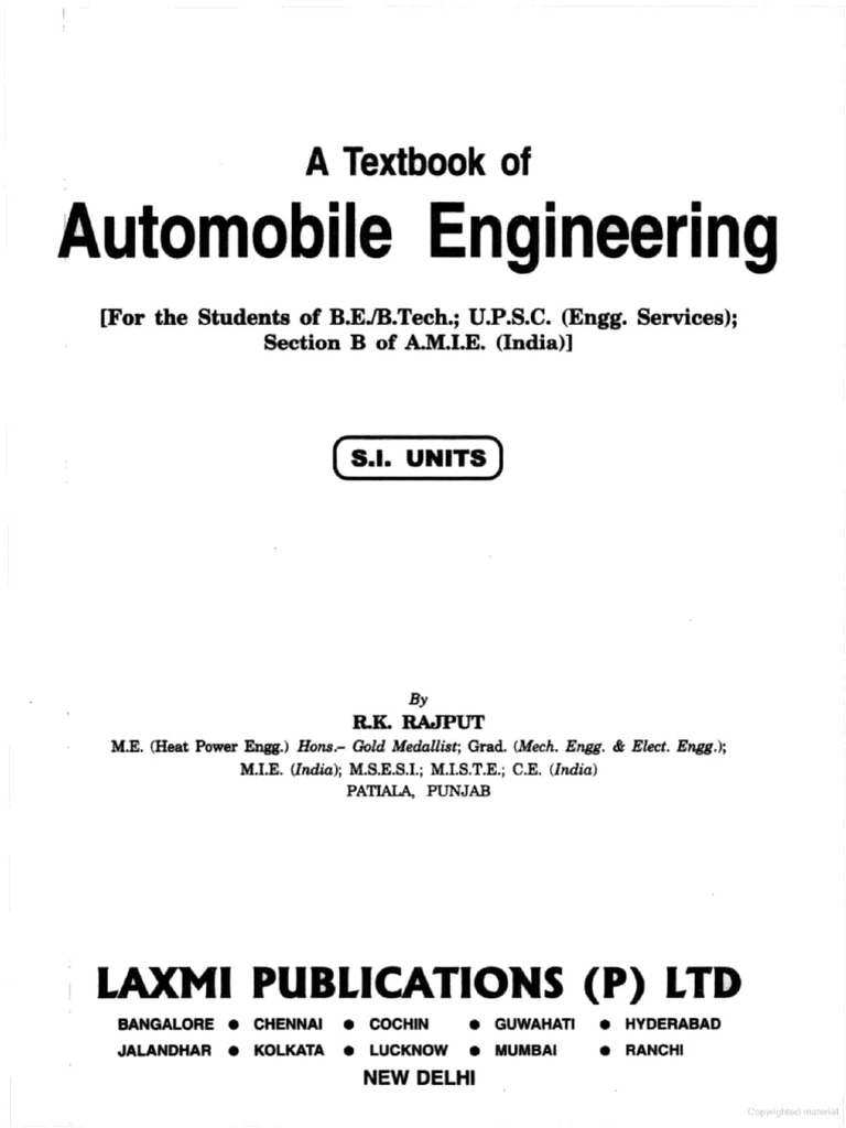 Automobile Engineering Textbook Guide | PDF | Diesel Engine | Engines