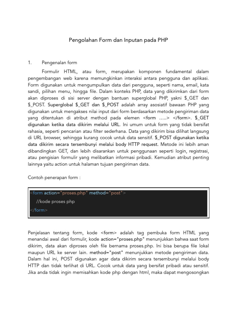 Pengolahan Form dan Inputan PHP | PDF