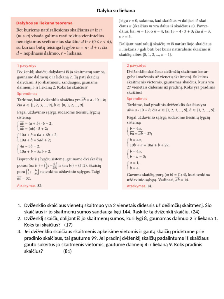 Dalyba Su Liekana | PDF
