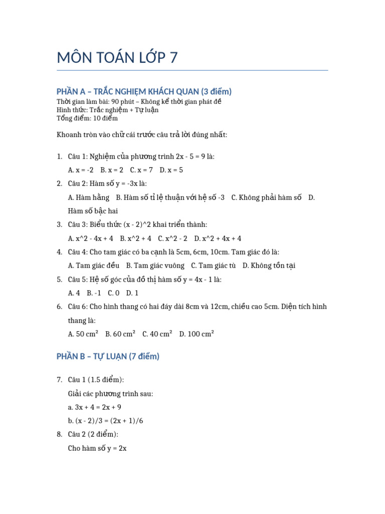 De Toan Lop7 Ky2 | PDF