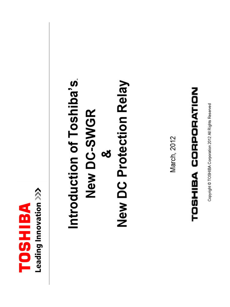 Toshiba DC-SWGR & Protection Relay Overview | PDF | Power Supply | Relay