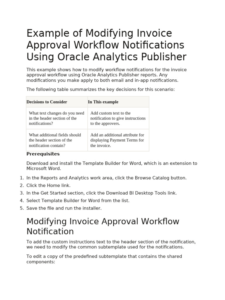 Example of Modifying Invoice Approval Workflow Notifications Using ...