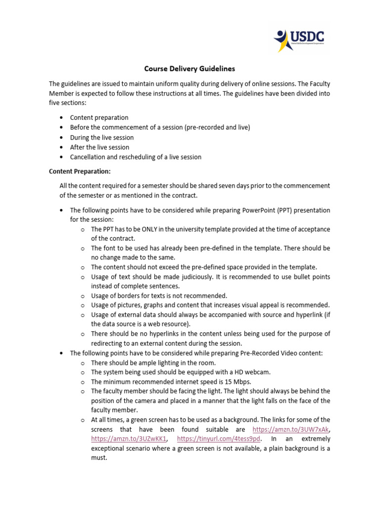Online Course Delivery Guidelines | PDF | Microsoft Power Point | Computing