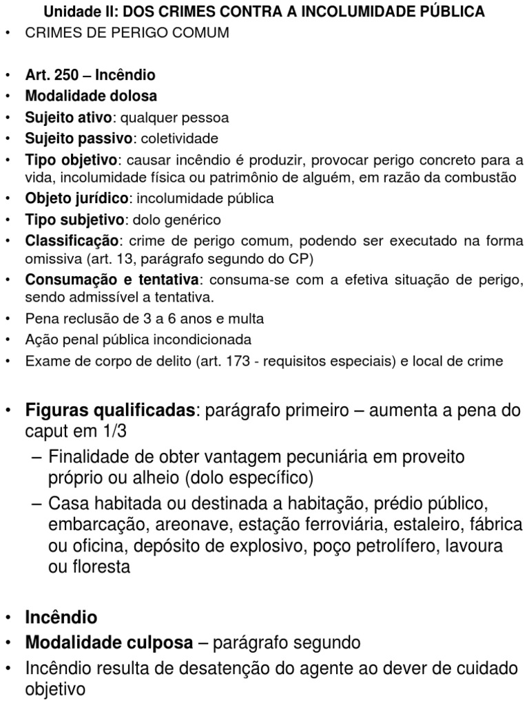 Crime Contra A Incolumidade Pública | PDF | Lesão corporal (crime ...