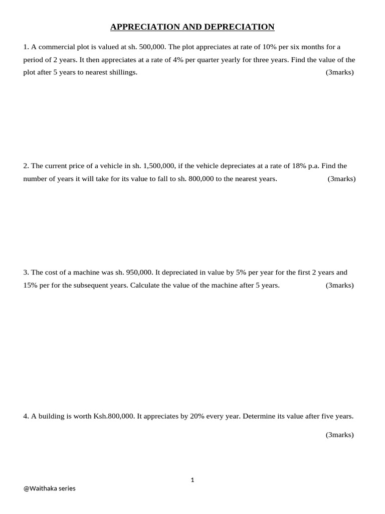Appreciation and Depreciation Examples | PDF