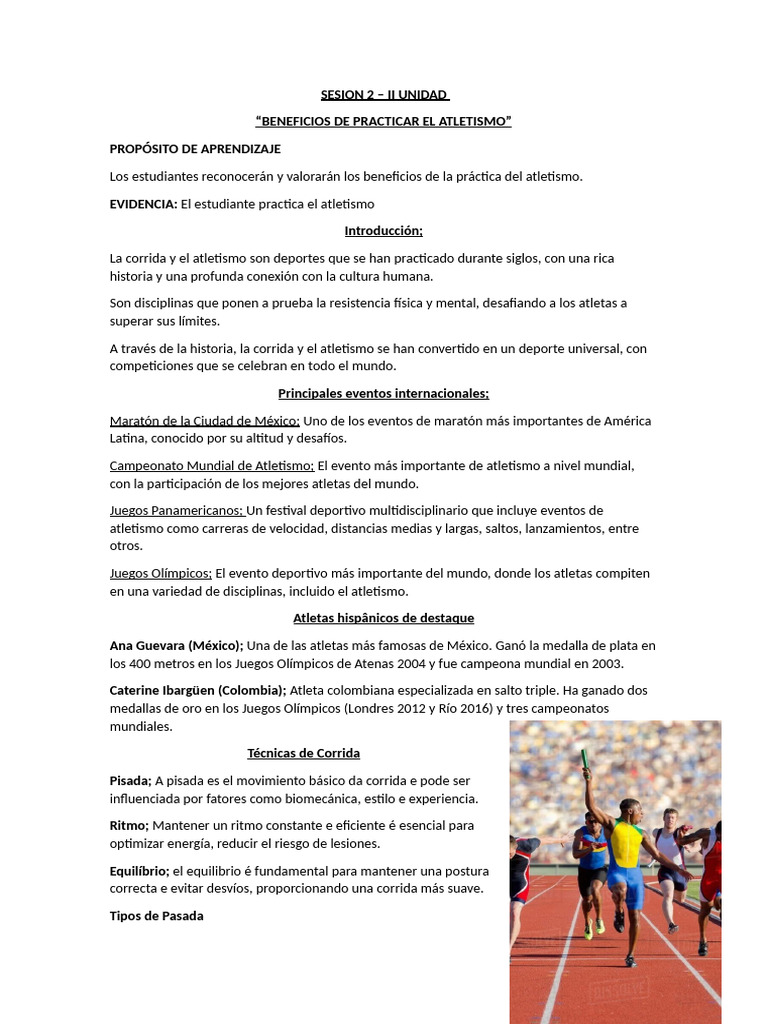 Sesion 2 - II Unidad | PDF | Deporte del atletismo | Corriendo