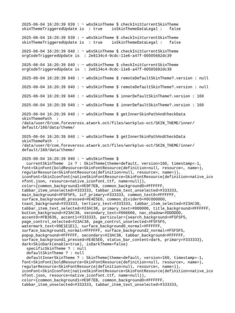 Skin Theme Initialization Log | PDF | Mobile App | System Software