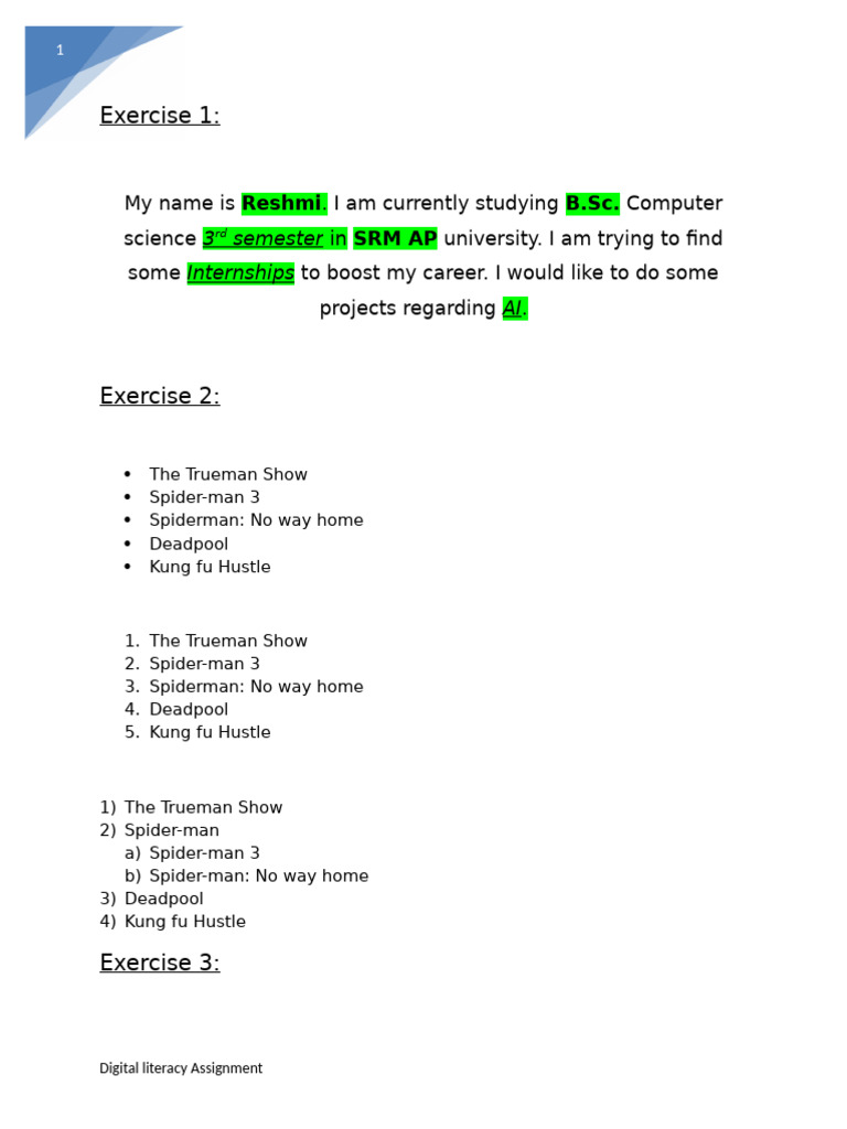 Digital Literacy and Creative Writing Exercises | PDF