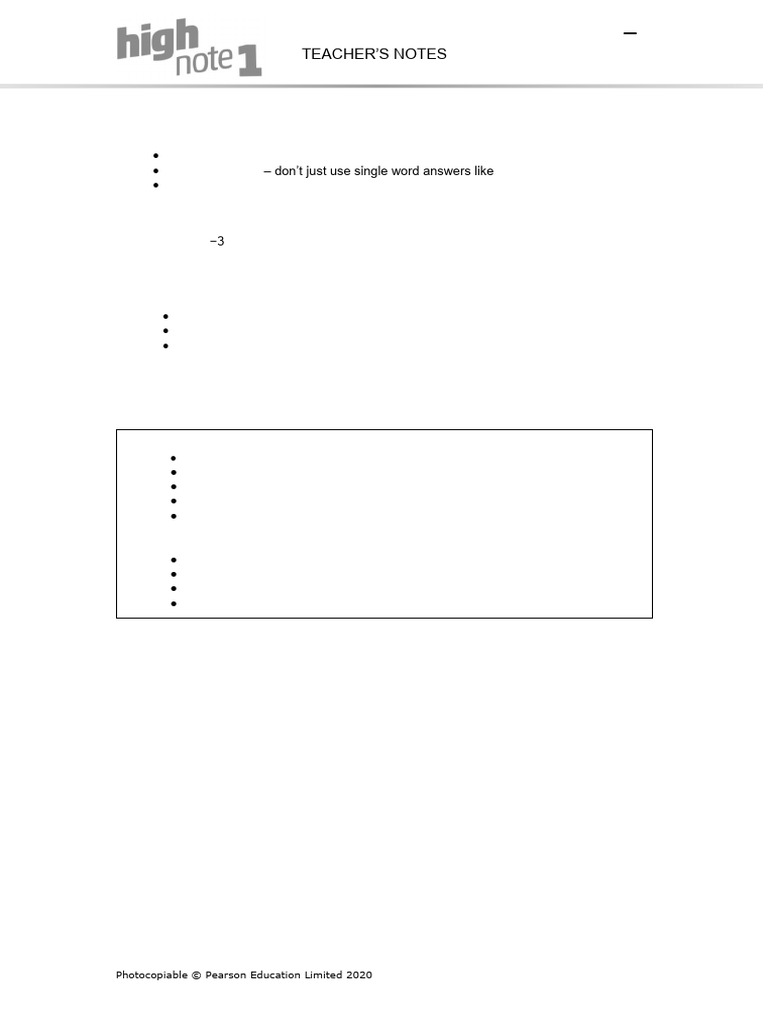 HighNote1 Exam Speaking Tests Units09 10 TEACHERS NOTES | PDF