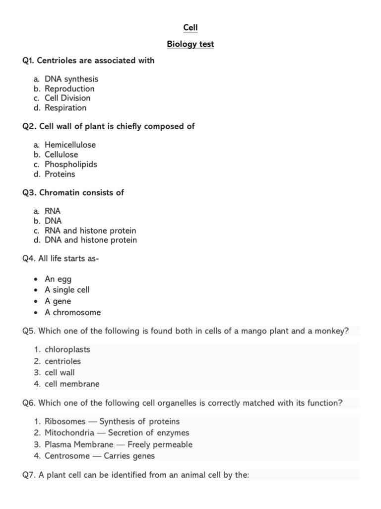 Grade 9 Biology Test | PDF | Cell (Biology) | Cell Membrane