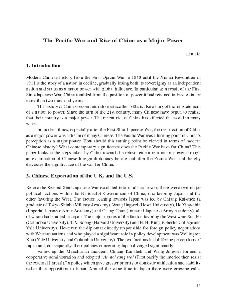 China’s Rise Post-Pacific War Analysis | PDF | Chiang Kai Shek | Empire ...
