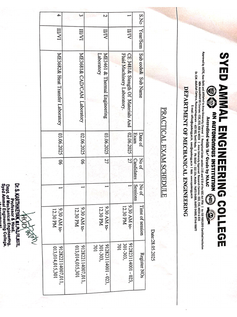 Practical Schedule For April May 2025 | PDF