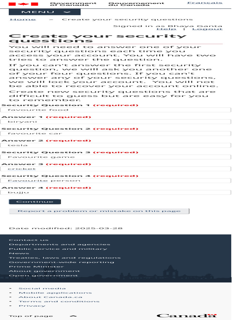 Create Your Security Questions - Immigration, Refugees and Citizenship ...