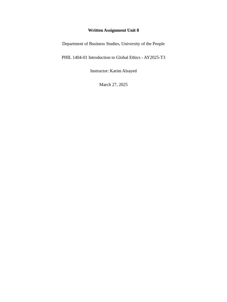 Written Assignment Unit 8 | PDF
