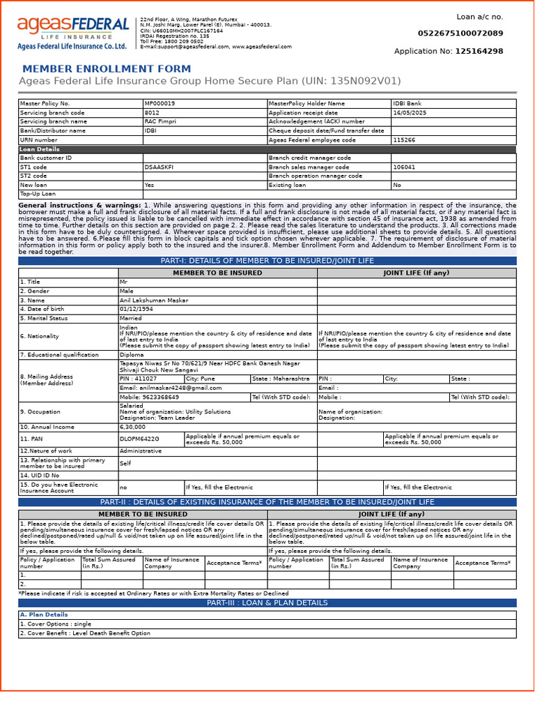MEF Form | PDF | Insurance | Stroke