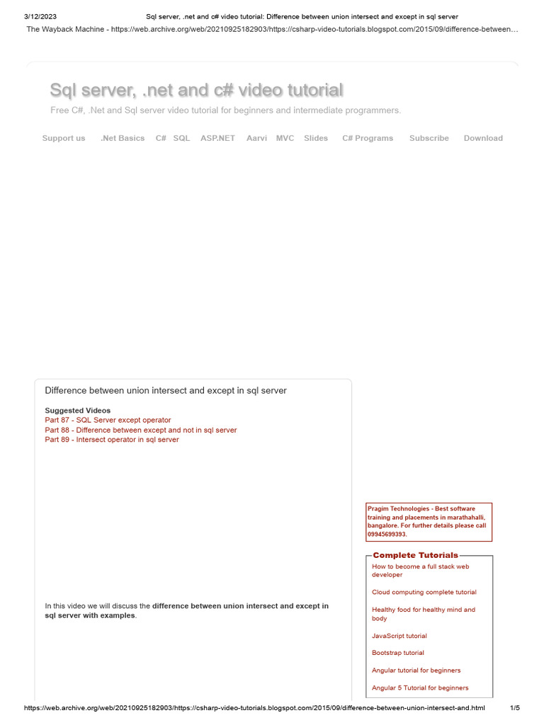 SQL Union, Intersect, and Except Explained | PDF | Table (Database ...