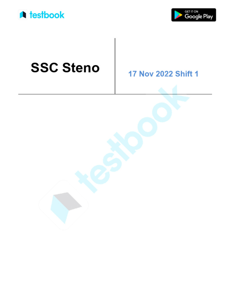 SSC Steno 2022 Shift 1 Paper Analysis | PDF