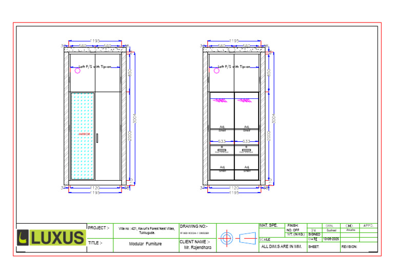 MBR Wardrobe Design for Client Rajendhara | PDF | Furniture
