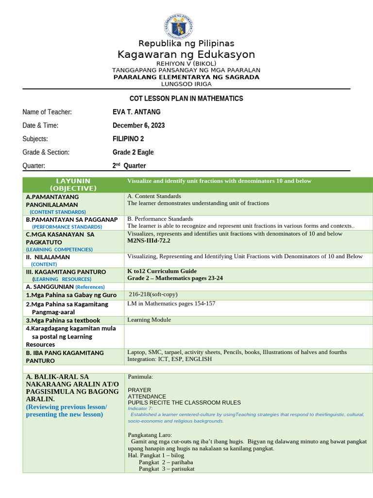 Cot Math 2nd | PDF