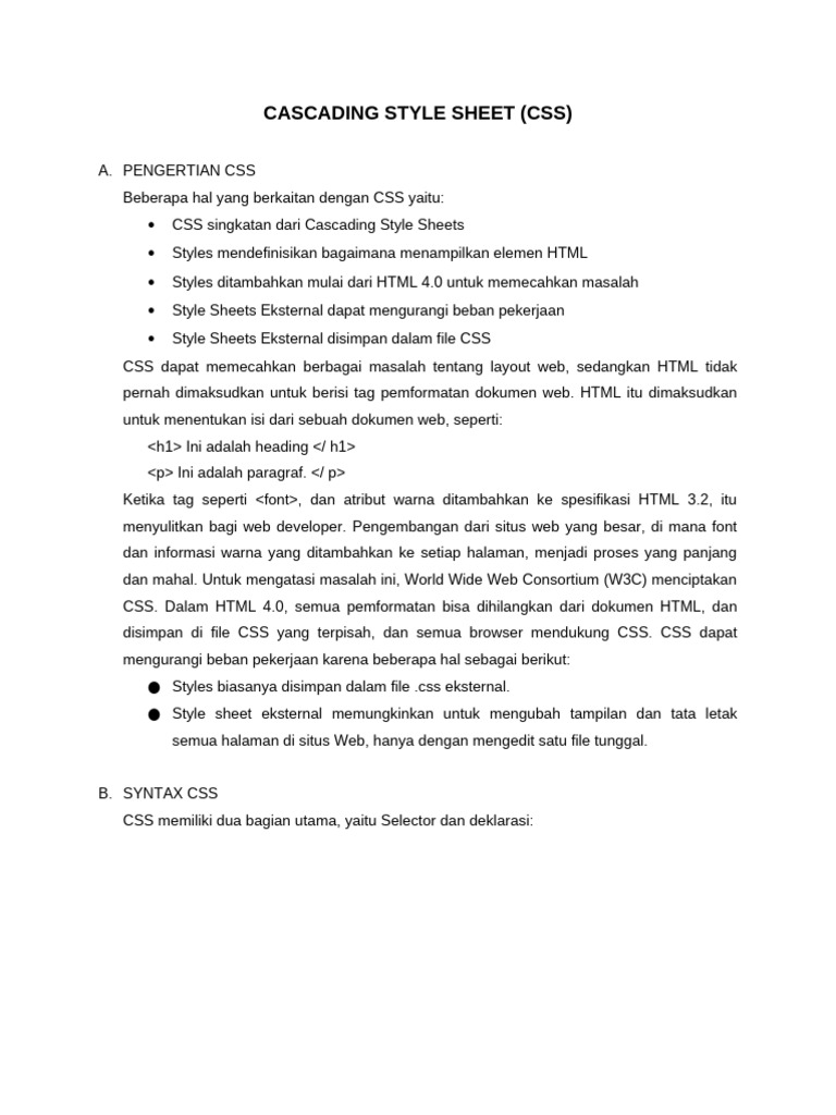 Pengenalan Dasar CSS dan Penggunaannya | PDF