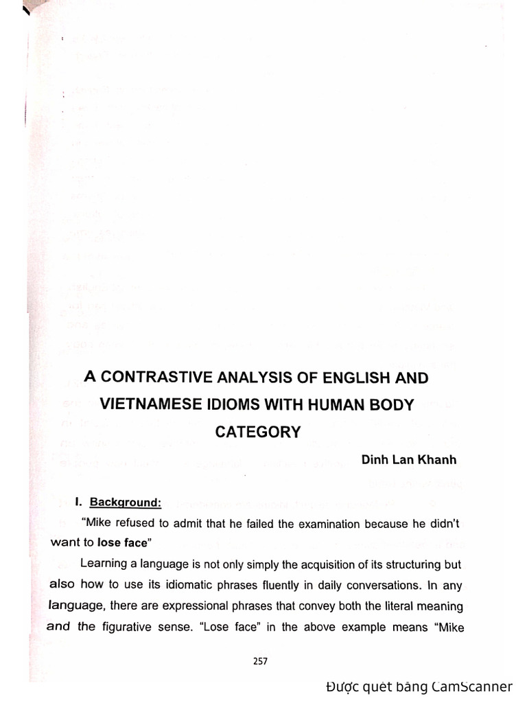 A Contrastive Analysis of English and Vietnamese Idioms With Human Body ...