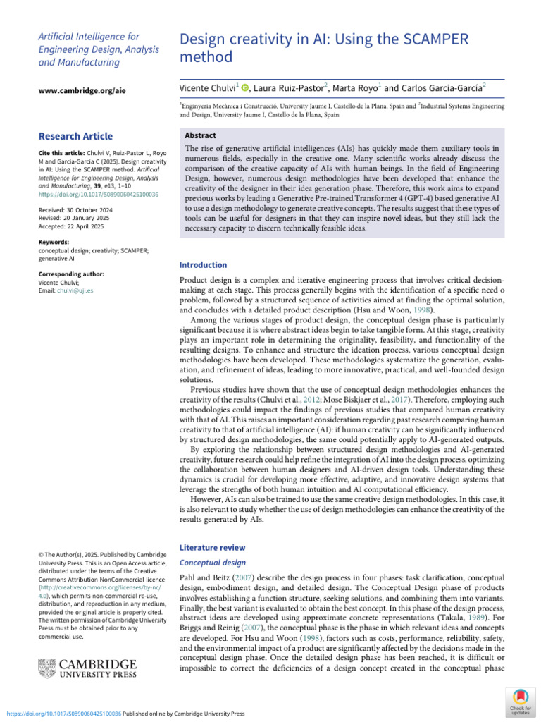 Design Creativity in Ai Using The Scamper Method | PDF | Artificial ...