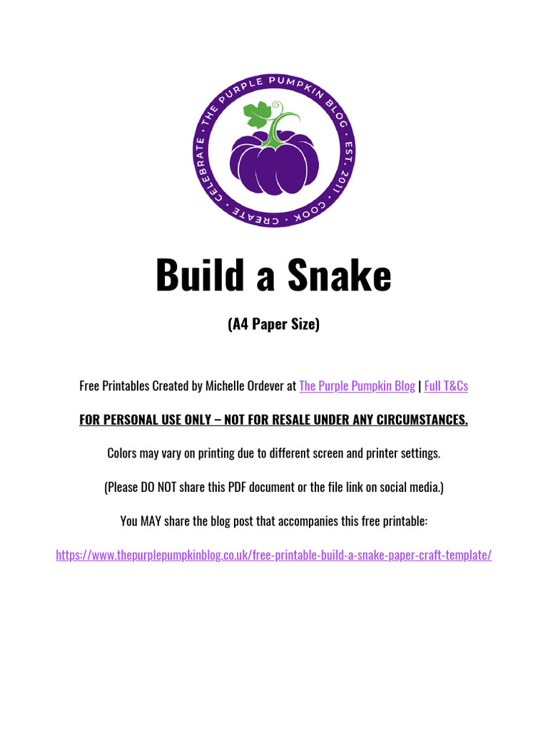 Free Printable Snake Craft Template | PDF