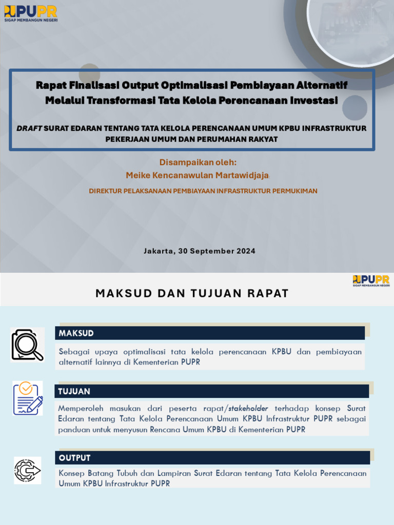 Paparan Draf SE Tata Kelola Perencanaan Program Infrastruktur PUPR | PDF