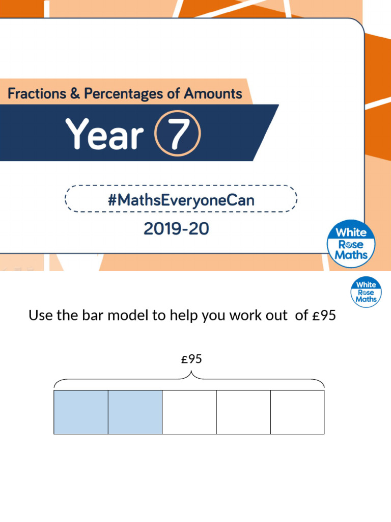WRM Y7 Fractions Percentages of Amounts Exemplar Questions Answer | PDF ...