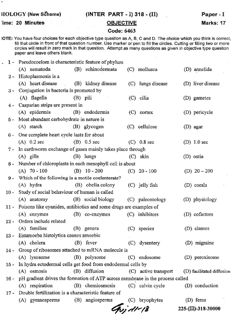 Biology 11 GUJ 18 | PDF