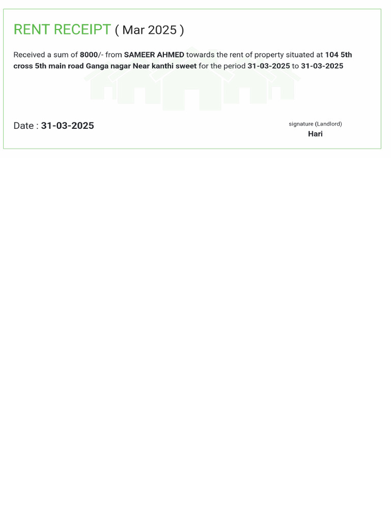 Rent Receipt (Freeforonline - Com) | PDF