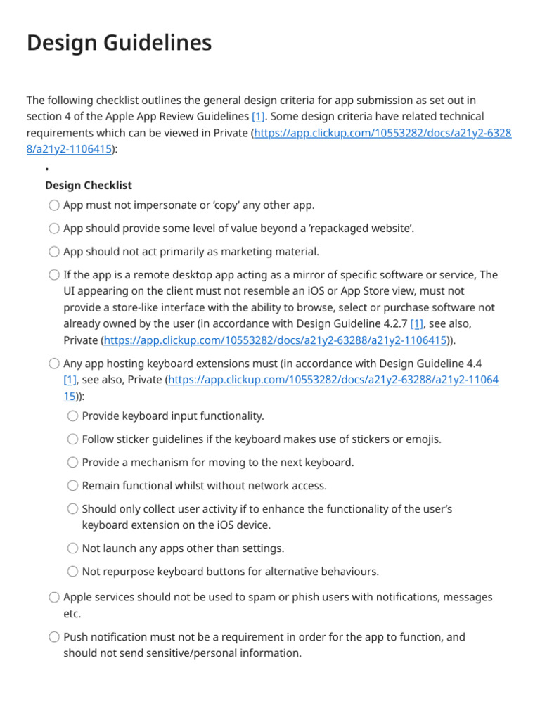 iOS App Design Guidelines Checklist | PDF | Mobile App | Ios