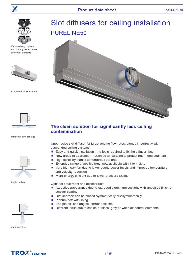 PURELINE50 Slot Diffuser Overview | PDF | Ventilation (Architecture ...