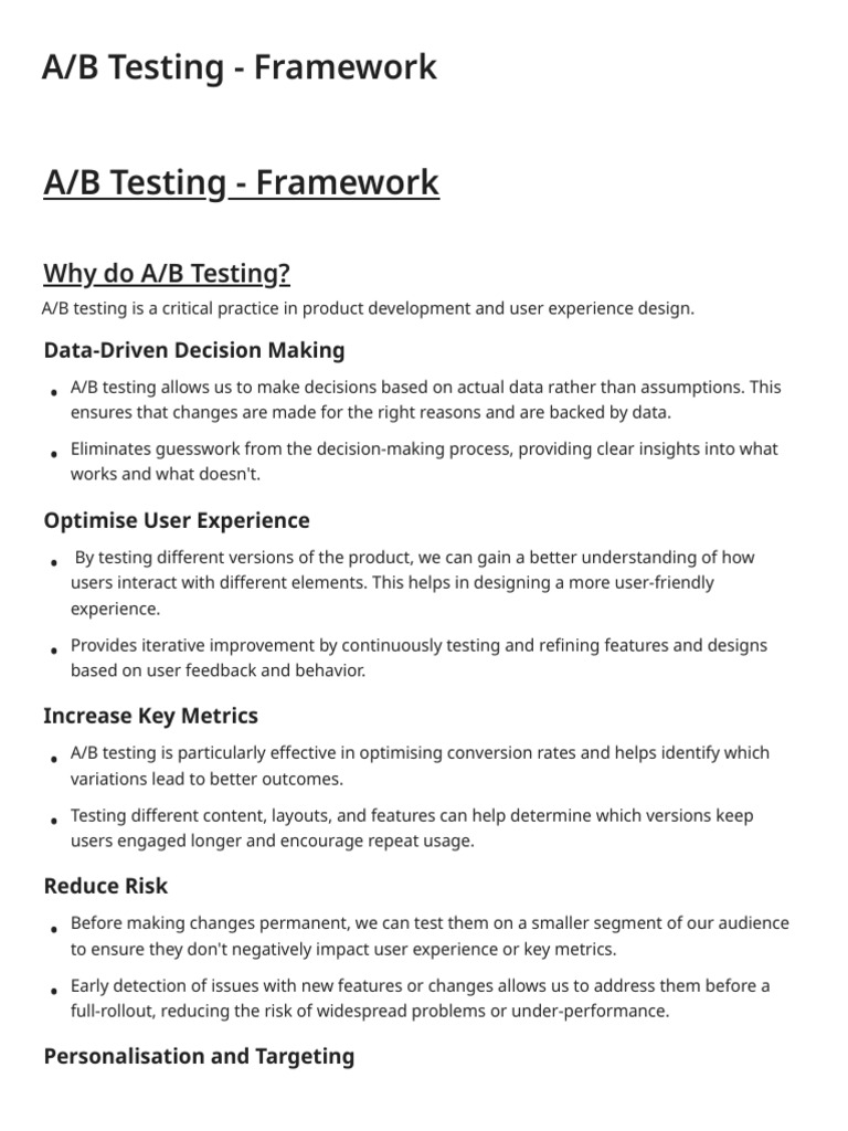 A/B Testing Framework Overview | PDF | Statistical Significance | P Value