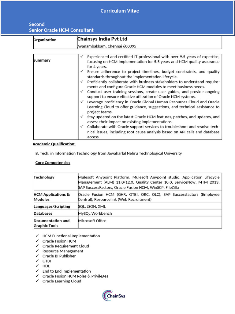 Senior Oracle HCM Consultant Resume | PDF | Oracle Corporation | Human ...