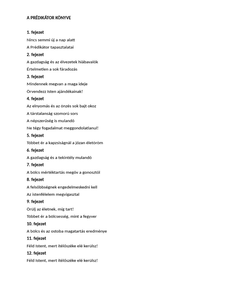 A Prédikátor Könyve | PDF
