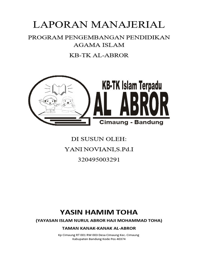 Laporan Manajerial PAI TK Al-Abror | PDF
