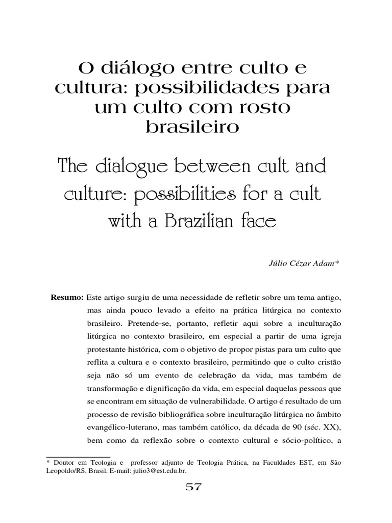 Culto e Inculturação no Brasil: Diálogo Cultural | PDF | Liturgia ...