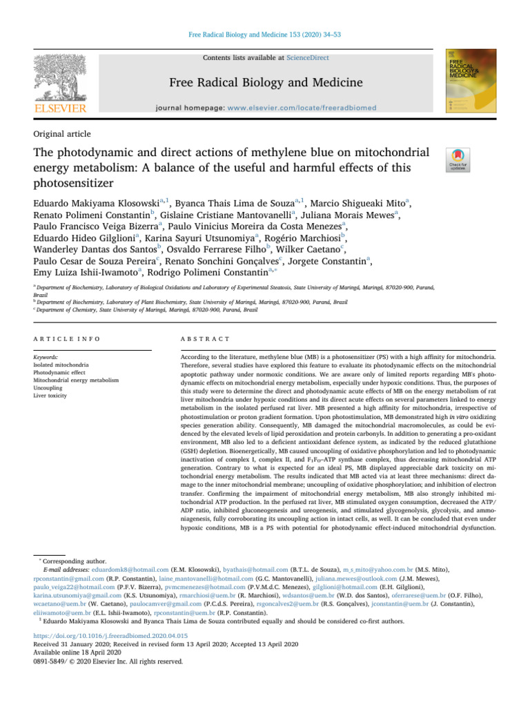 1 s2.0 S0891584920303452 Main | PDF | Mitochondrion | Adenosine ...