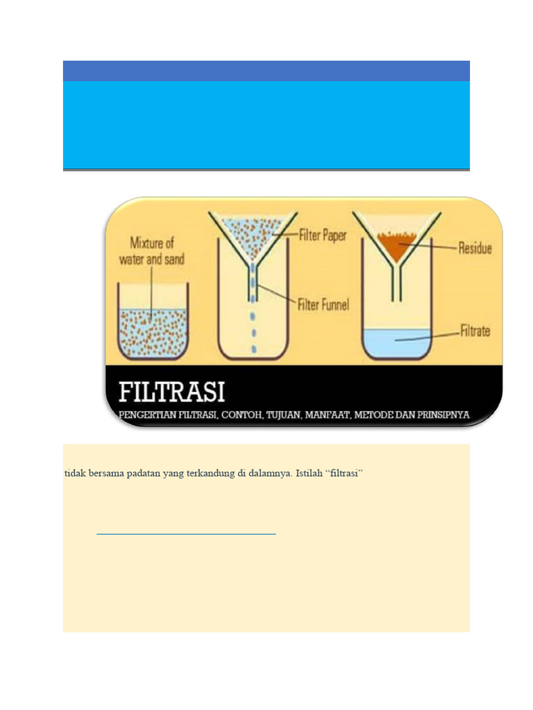 Proses dan Manfaat Filtrasi dalam Kehidupan | PDF