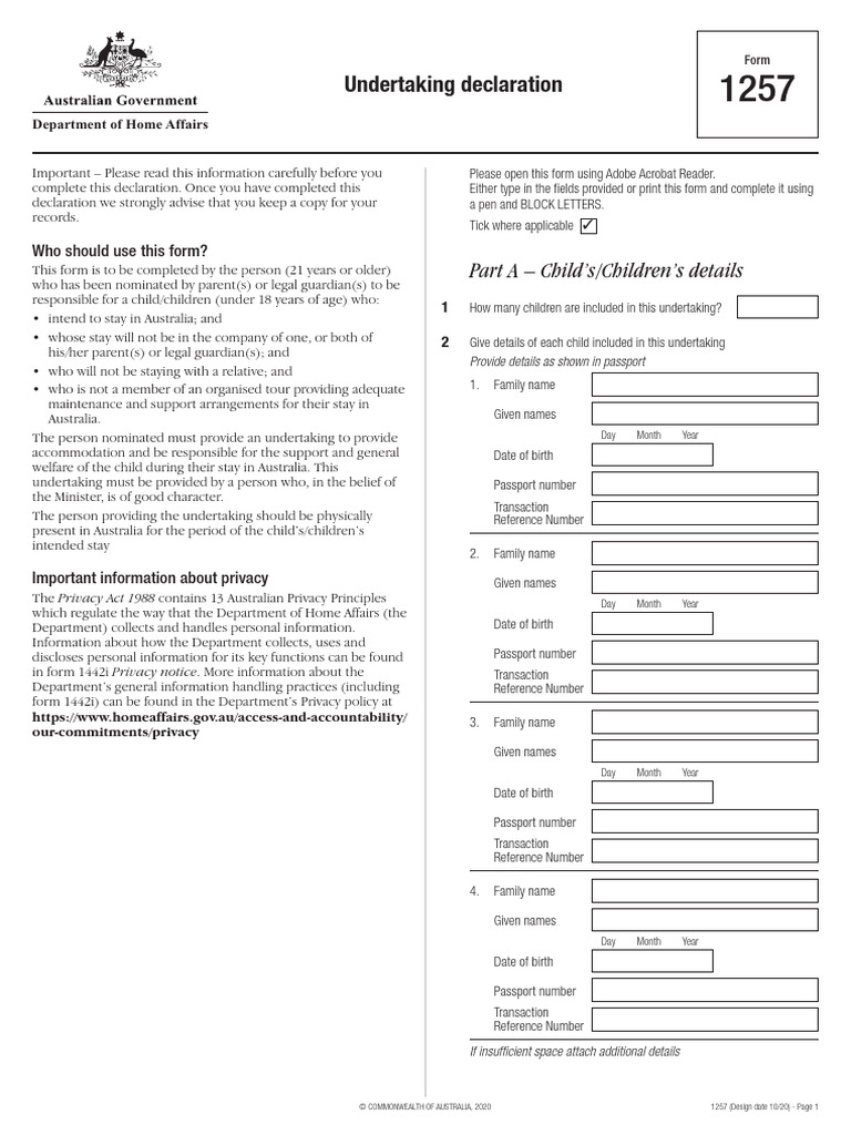 Form 1257: Child Support Declaration | PDF | Passport | Justice