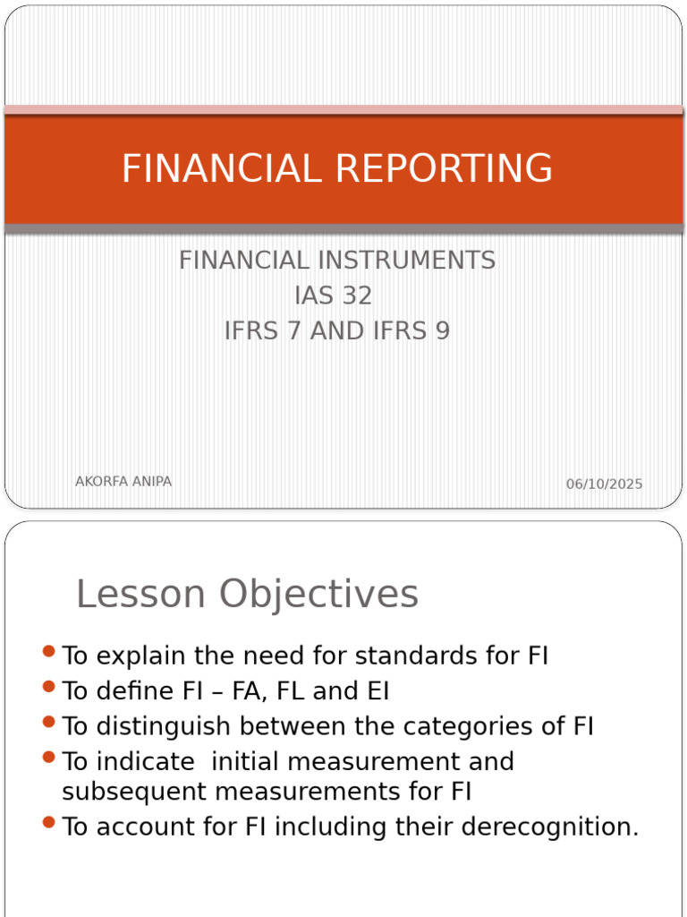 ACT804 Lecture-Financial Instruments | PDF | Fair Value | Equity (Finance)