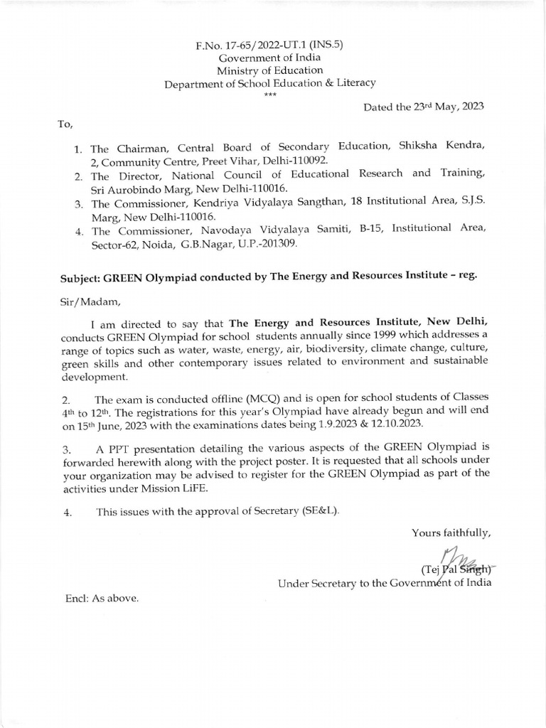 GREEN Olympiad 2023 Registration Details | PDF | Sustainability ...