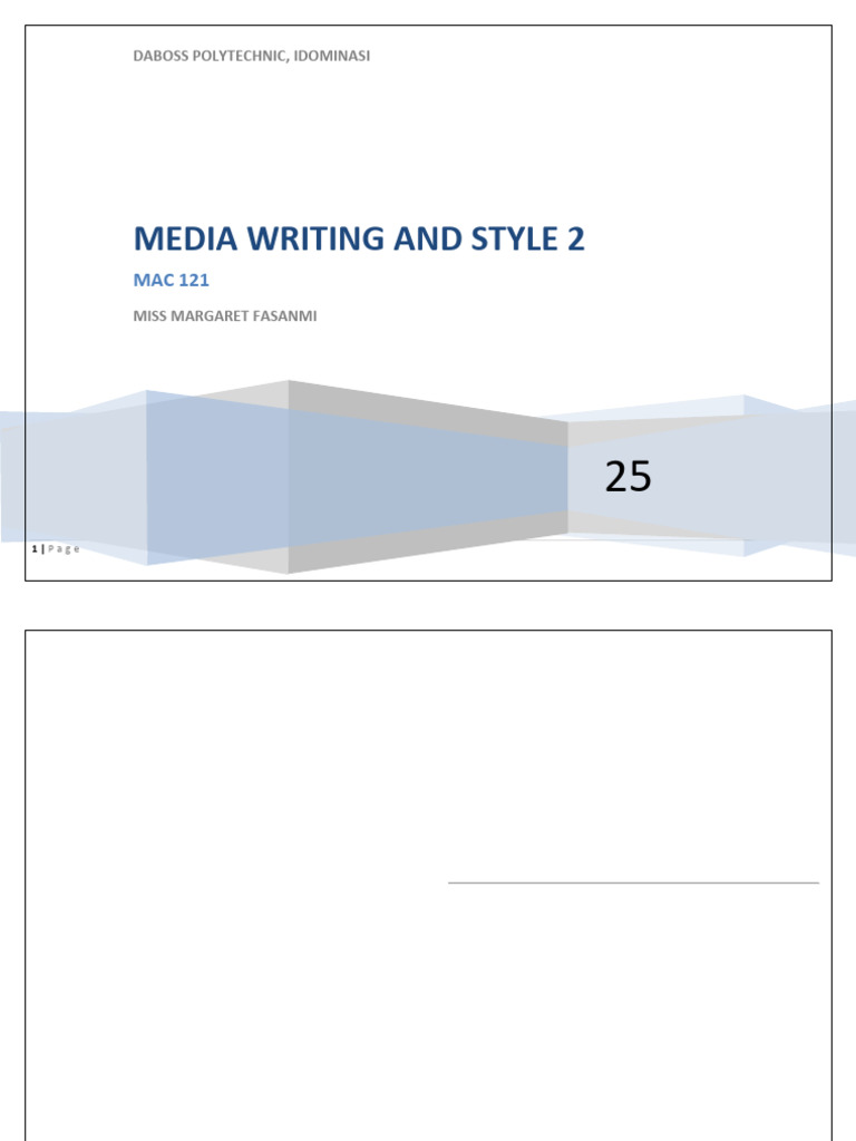 Media Writing and Style 2 | PDF | Public Relations | Mass Media