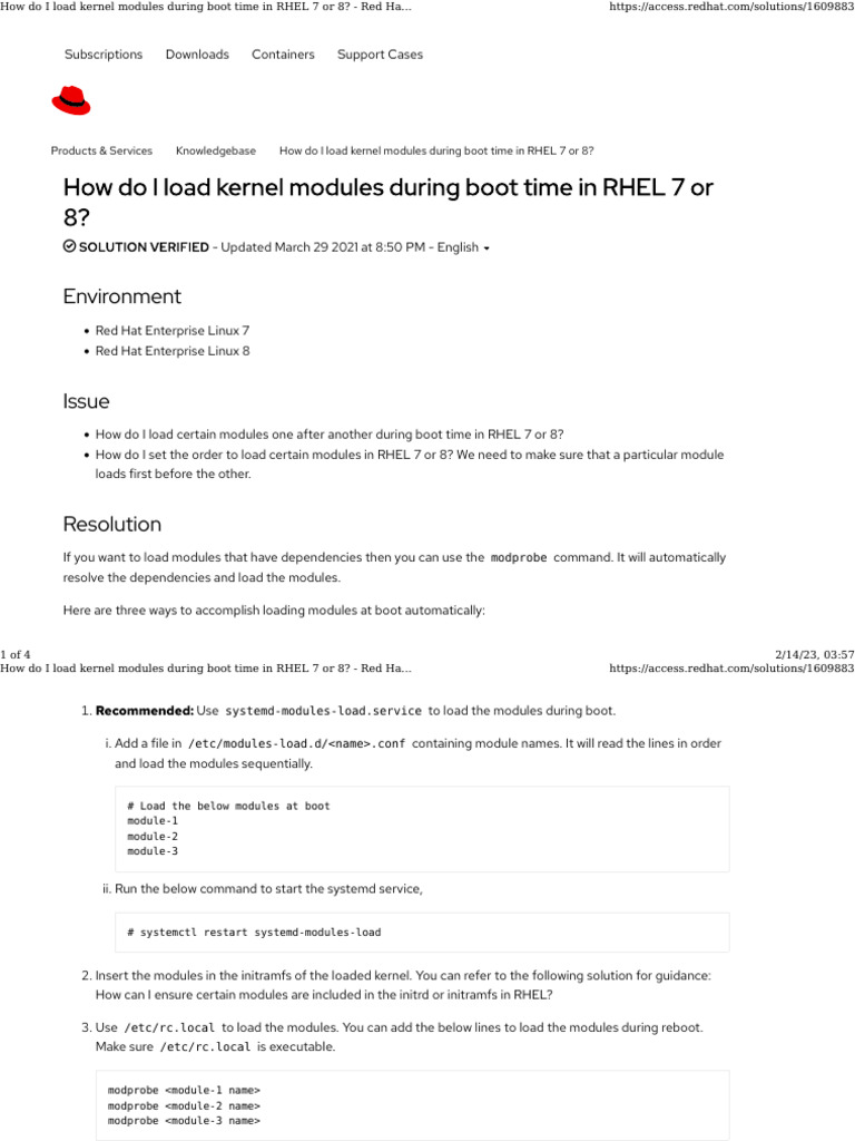 Load Kernel Modules at Boot in RHEL | PDF | Operating System Families ...