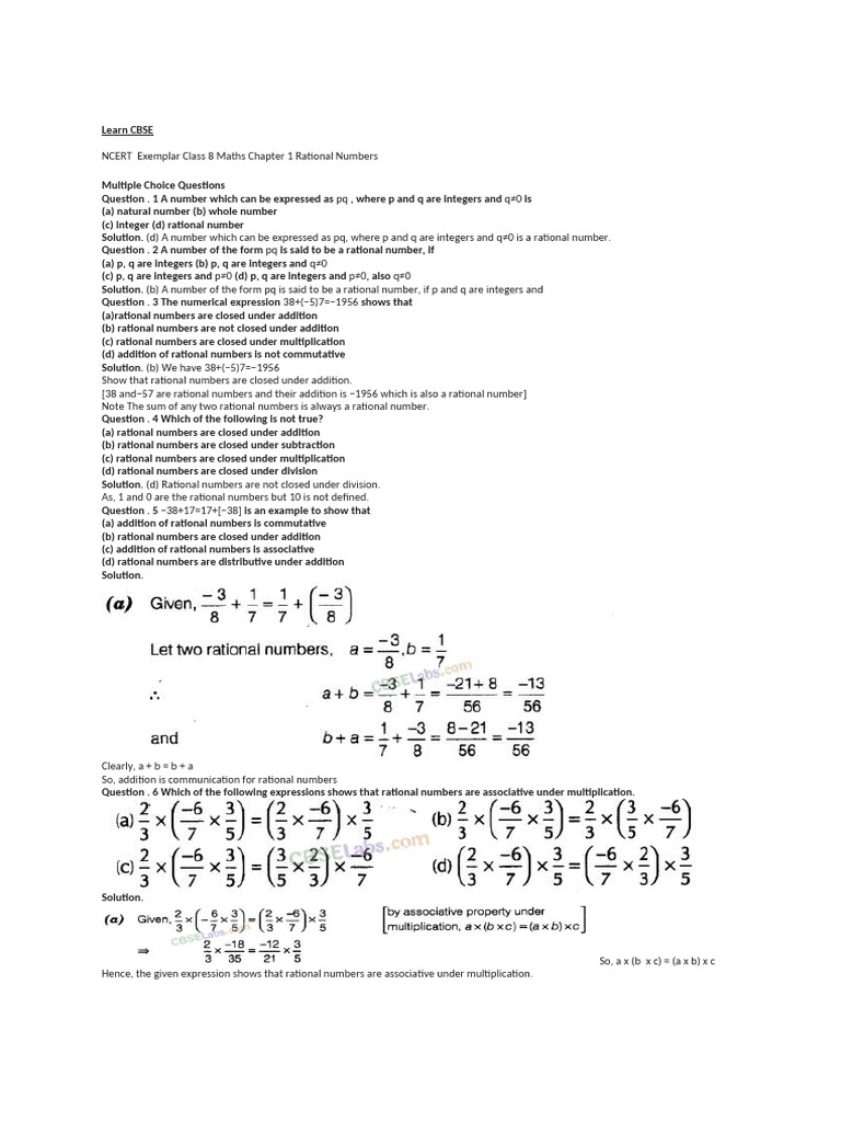 Learn Cbse Maths Les 1 Rational Numbers | PDF | Numbers | Rational Number