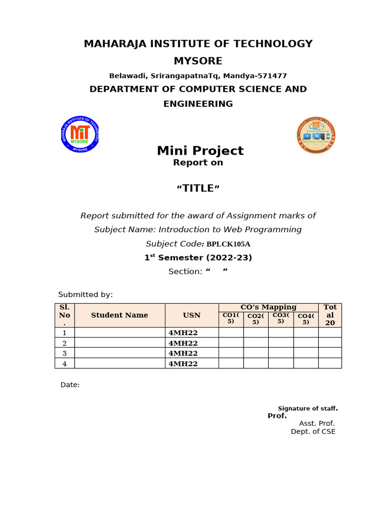 Mini Project Report on Web Programming | PDF