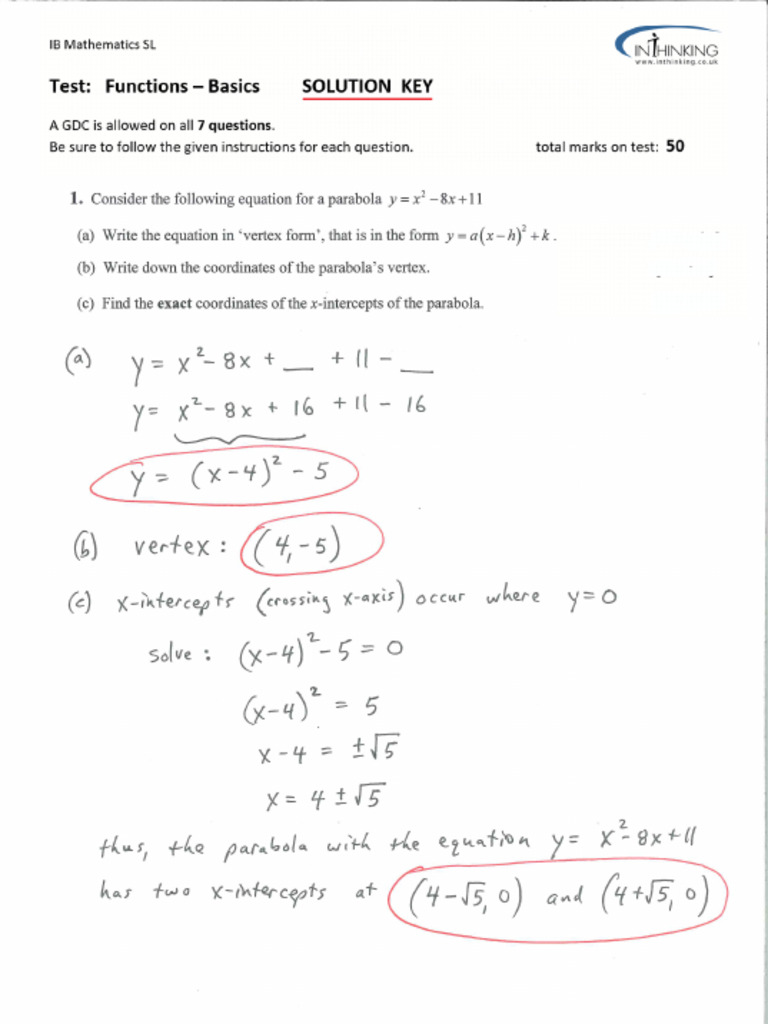 Test Functions ANSWERS | PDF