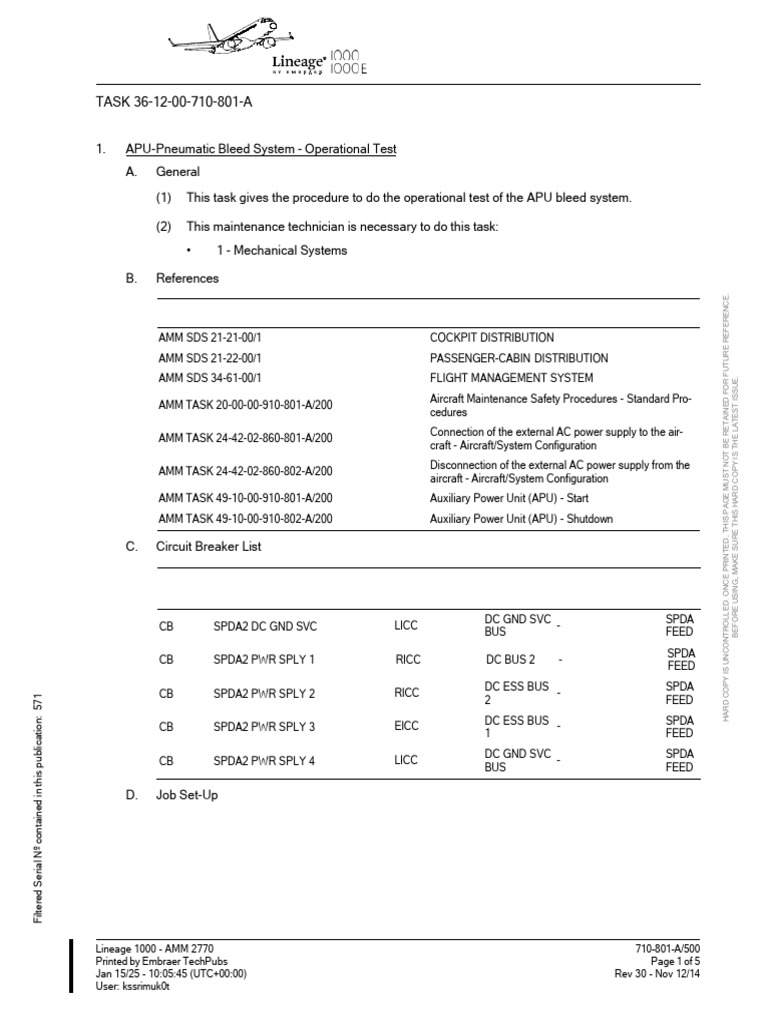 APU Pneumatic Bleed System Test Guide | PDF | Power Supply | Transport